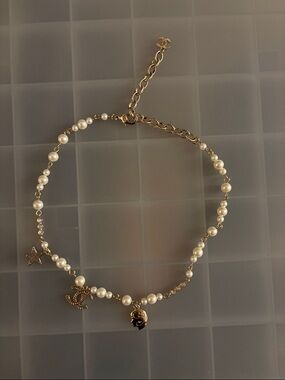 Pearl Charm Necklace/bracelet with CC and Star Pendants